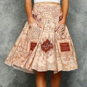 Blackmilk Harry Potter Marauder's Map Yoke Midi Skirt
